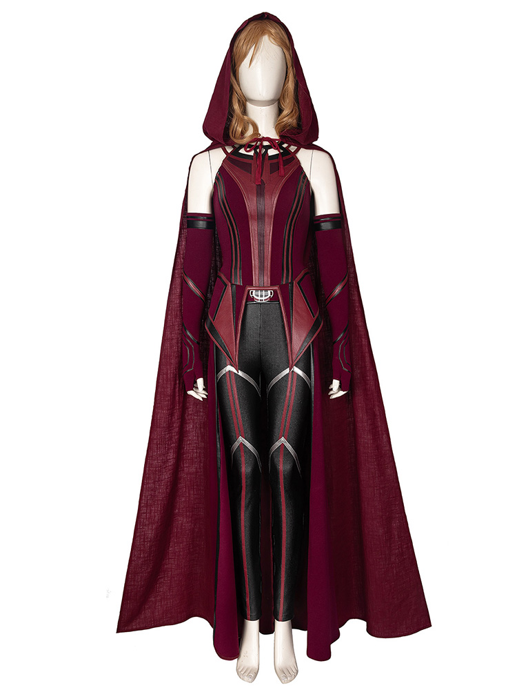 Cosonsen Wanda Vision Scarlet Witch Wanda Cosplay Costume Full Set with Mask Halloween outfits